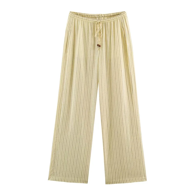 Damen Weite Leichte Lounge‑Hose mit elastischem Bund und Kordelzug Drune