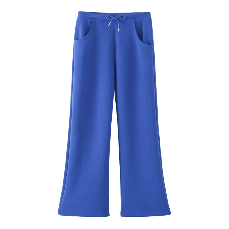 Damen Weite Jersey-Hose mit hohem Bund Tunnelzug und Pattentaschen Drune