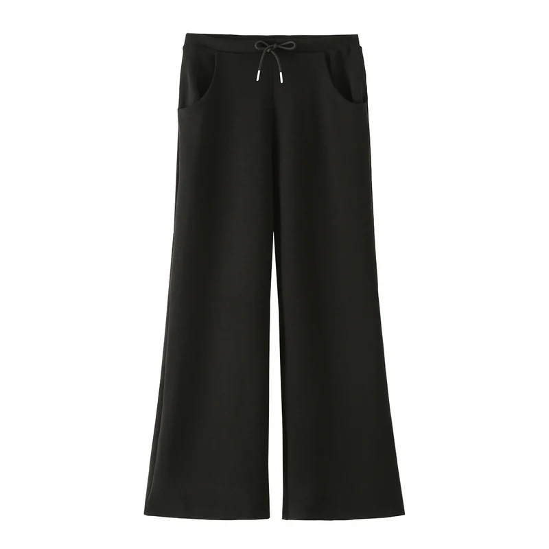 Damen Weite Jersey-Hose mit hohem Bund Tunnelzug und Pattentaschen Drune