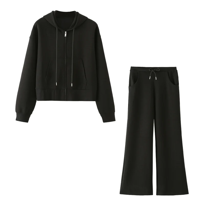 Damen Weite Jersey-Hose mit hohem Bund Tunnelzug und Pattentaschen Drune