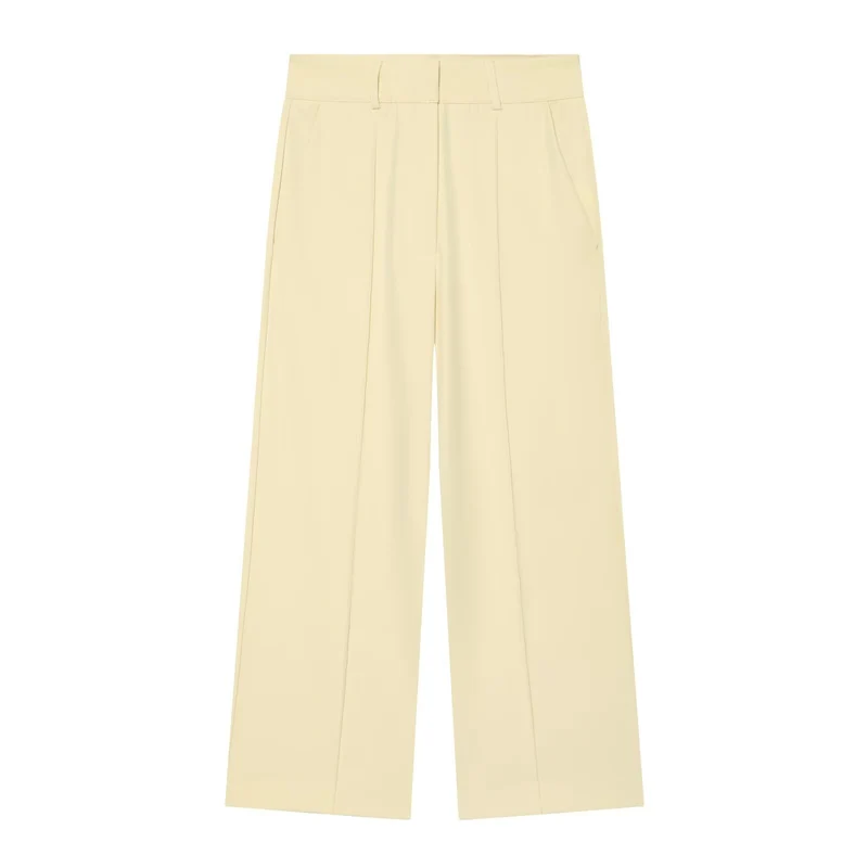 Damen Weite High‑Waist Hose mit Bügelfalte, hohem Bund und Gürtelschlaufen Drune