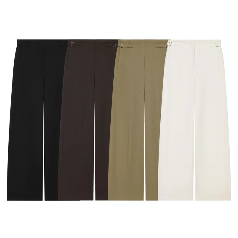 Damen Weite High Waist Culotte‑Hose mit klarer Frontnaht und seitlichen Taillenriegeln Drune