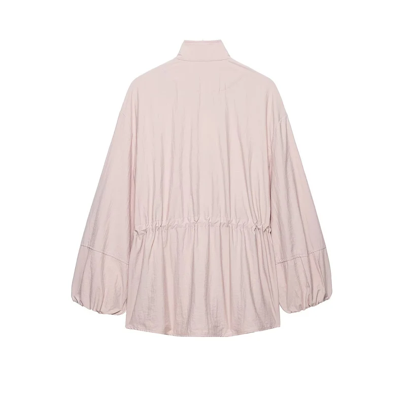Damen Wasserabweisende Oversize-Parka mit Taillenraffung und Ballonärmeln Drune