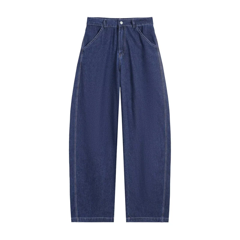 Damen Tailliertes Denim‑Set mit ärmelloser Hemdbluse und weitem High‑Waist‑Hose Drune