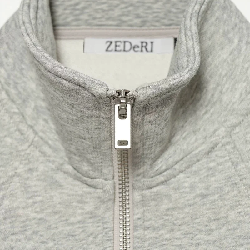 Damen Taillierter Sweatshirtcardigan mit durchgehendem Reißverschluss, Stehkragen und Raglanärmeln Drune