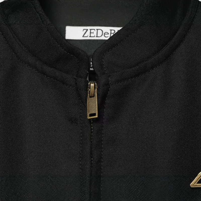Damen Taillierte Militärjacke im Blousonstil mit Stehkragen und doppelter Zierknopfleiste Drune