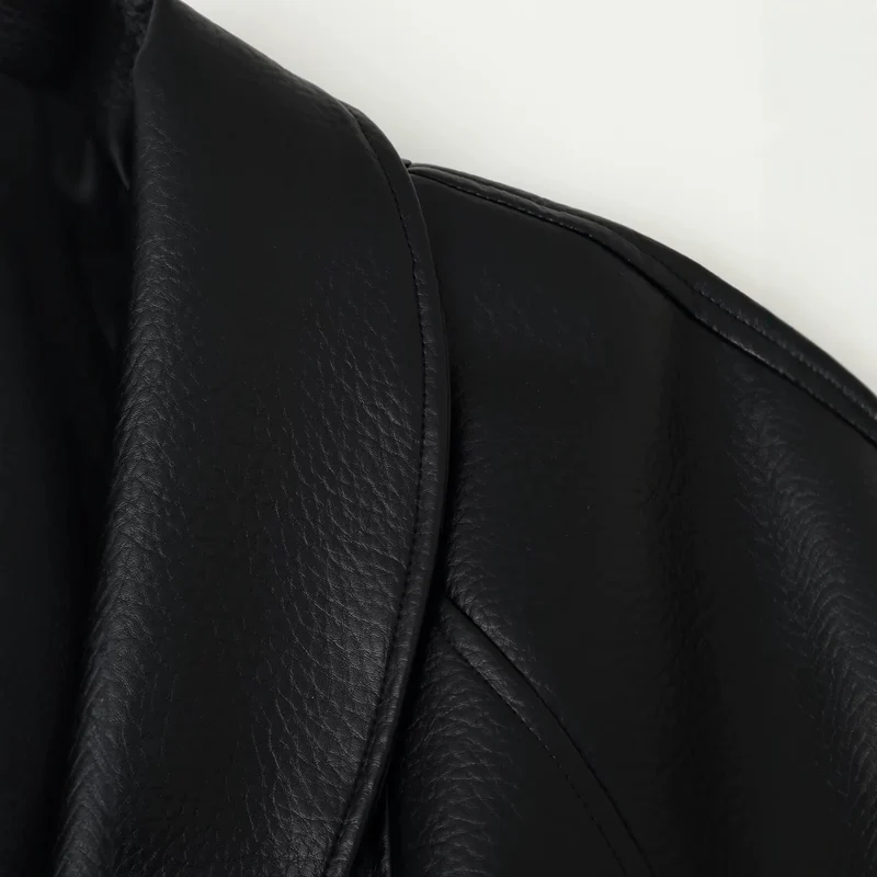 Damen Taillierte Kunstleder-Jacke mit Schalkragen und Bindegürtel Drune