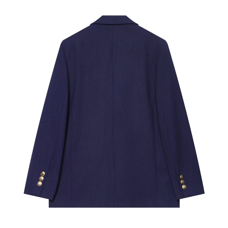 Damen Strukturierter Einreihiger Blazer mit goldenen Schmuckknöpfen und Brustleistentasche Drune