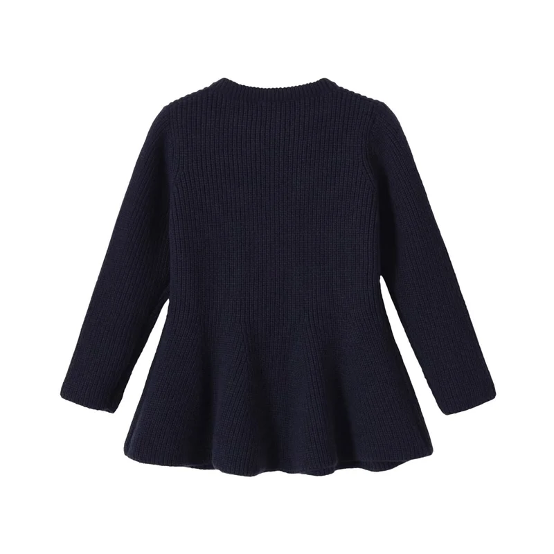Damen Strickjacke mit tailliertem, ausgestelltem Saum und Zierknopfleiste Drune