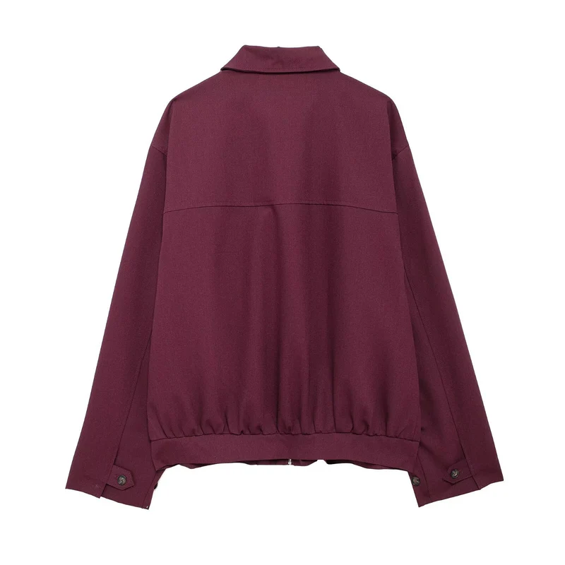 Damen Oversized Blouson mit Reißverschluss, Hemdkragen und Eingrifftaschen Drune