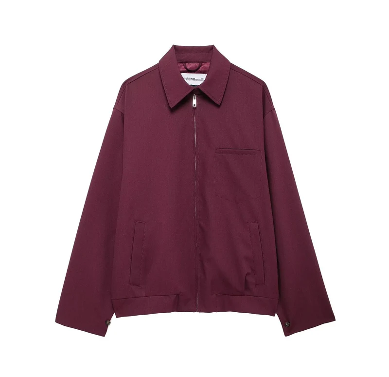 Damen Oversized Blouson mit Reißverschluss, Hemdkragen und Eingrifftaschen Drune