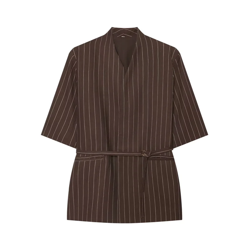 Damen Kimono-Minikleid mit Wickelgürtel und V-Ausschnitt Drune