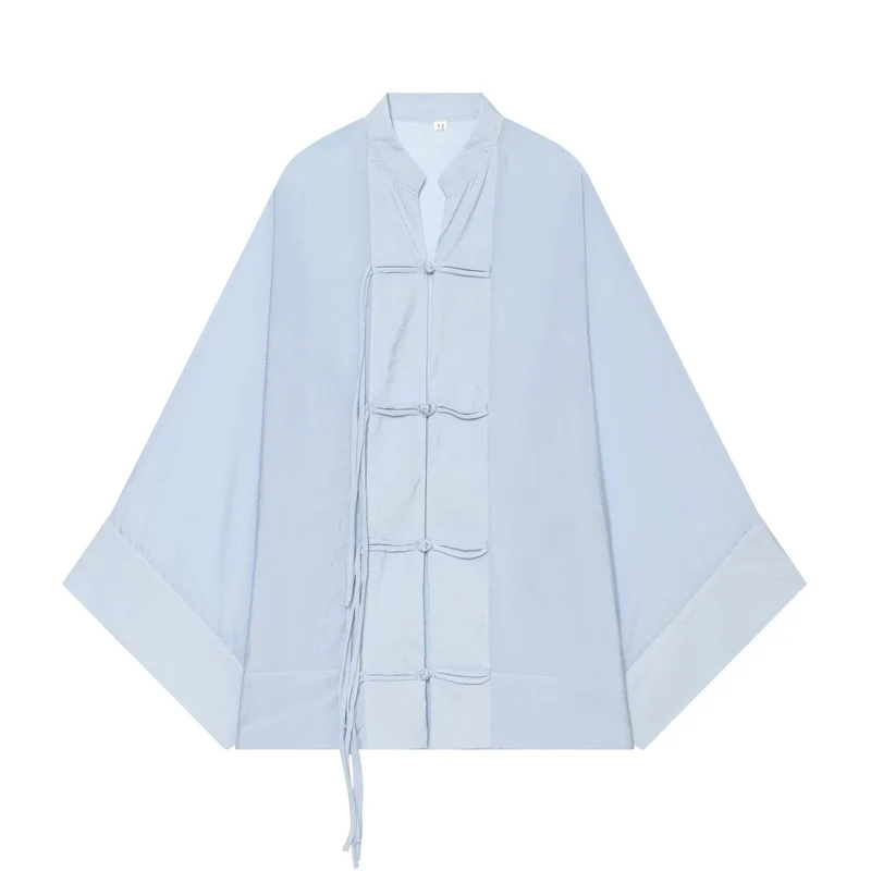 Damen Kimono-Jacke mit traditionellen Knotenverschlüssen und weitem Oversize-Schnitt Drune