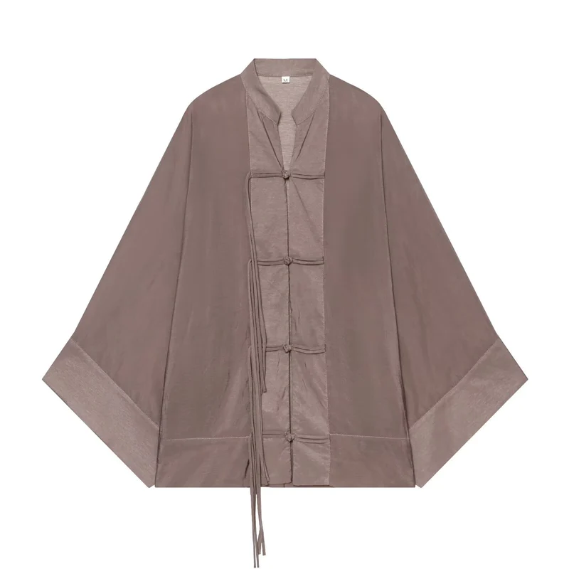 Damen Kimono-Jacke mit traditionellen Knotenverschlüssen und weitem Oversize-Schnitt Drune