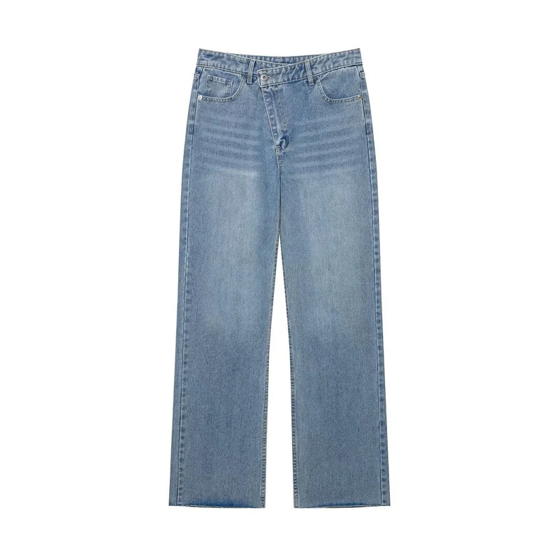 Damen Hochtaillierte weite Jeans mit geradem Bein und Fünf‑Taschen‑Schnitt Drune