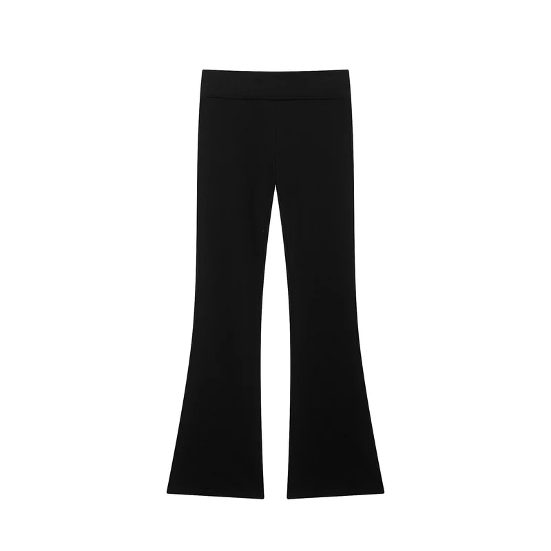 Damen Hochtaillierte Stretch-Flared-Hose mit weitem Schlag und elastischem Bund Drune