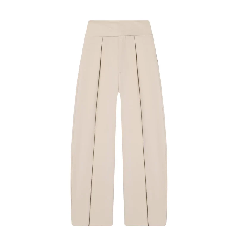 Damen Hochtaillierte Plissée-Hose mit weitem Bein und markanten Vorderfalten Drune