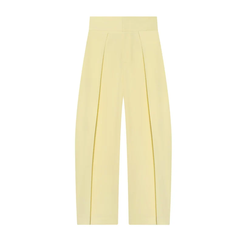 Damen Hochtaillierte Plissée-Hose mit weitem Bein und markanten Vorderfalten Drune