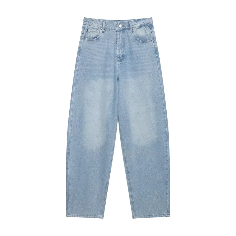 Damen Hochtaillierte kurzgeschnittene Jeans mit weitem Bein aus Denim Drune