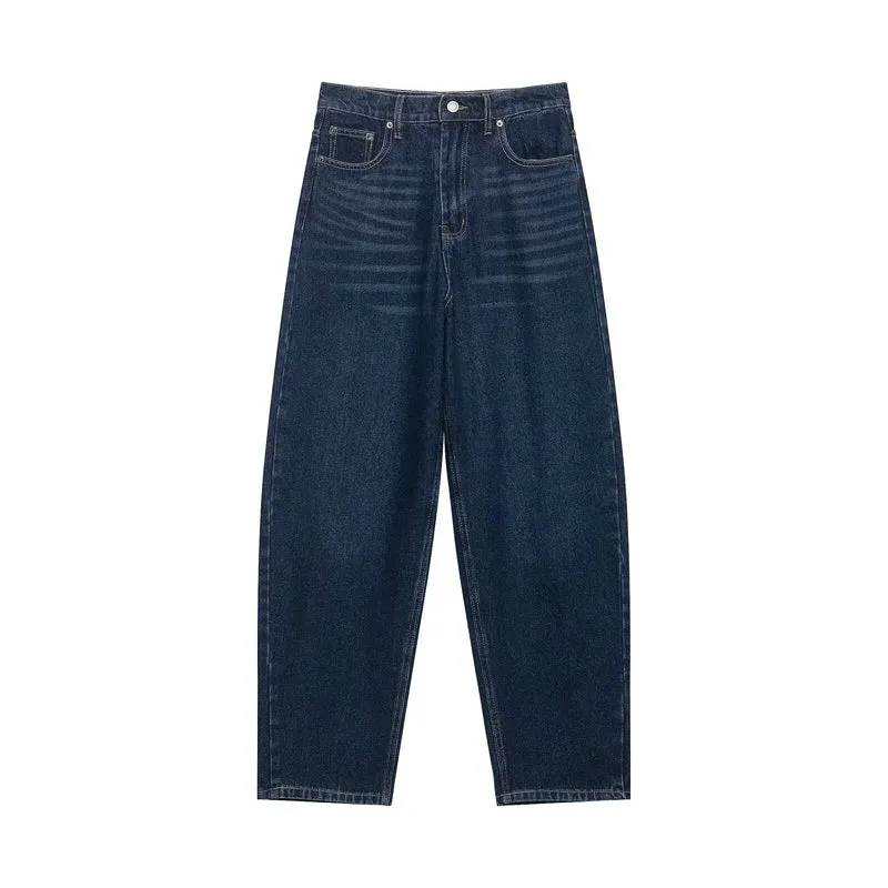 Damen Hochtaillierte kurzgeschnittene Jeans mit weitem Bein aus Denim Drune