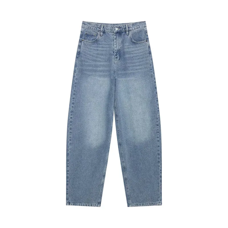 Damen Hochtaillierte kurzgeschnittene Jeans mit weitem Bein aus Denim Drune