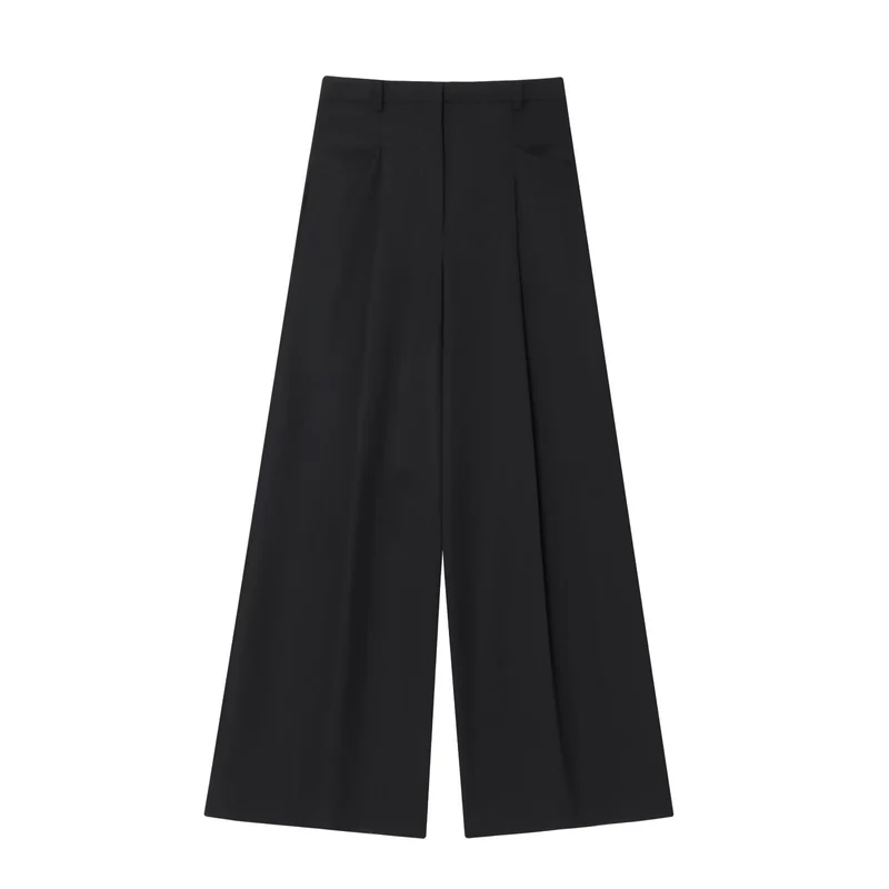 Damen Hochtaillierte Culotte-Hose mit weitem Bein und Bügelfalte Drune
