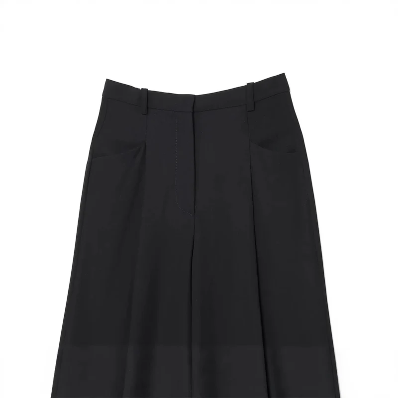 Damen Hochtaillierte Culotte-Hose mit weitem Bein und Bügelfalte Drune