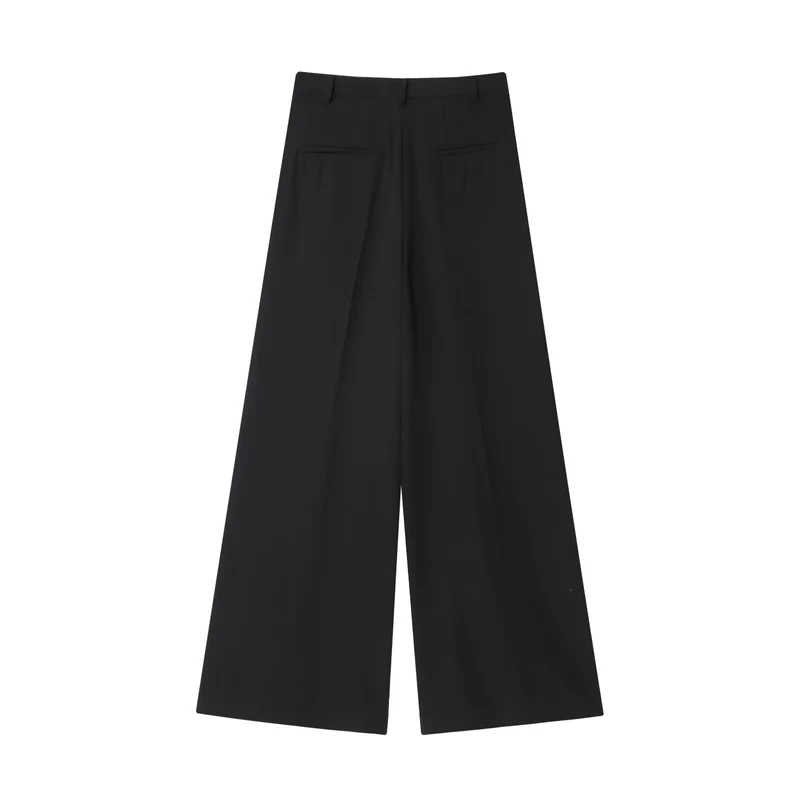 Damen Hochtaillierte Culotte-Hose mit weitem Bein und Bügelfalte Drune