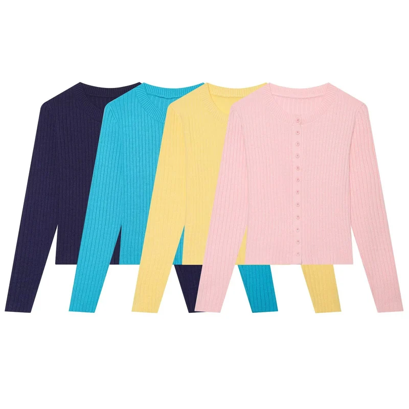 Damen Figurbetonte Feinstrick-Cardigan mit durchgehender Knopfleiste und Rundhalsausschnitt Drune