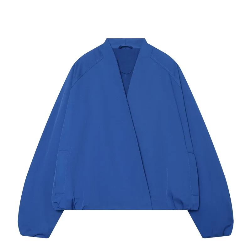 Damen Cropped Kimono-Jacke mit überschnittenen Ärmeln und elastischem Bund Drune