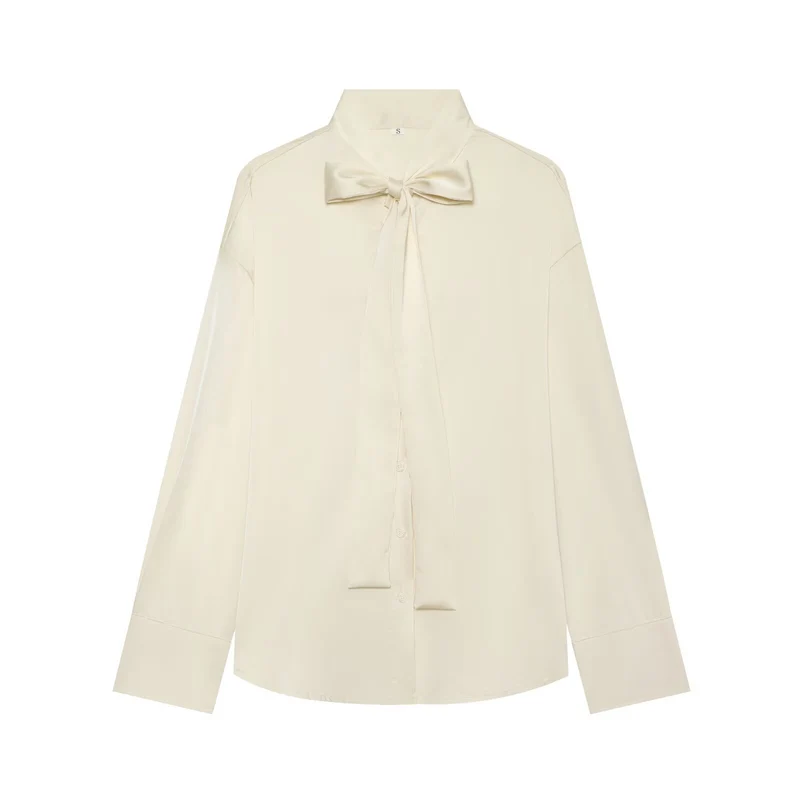 Damen Bluse mit Schleifenkragen und fließender Satin-Optik Drune