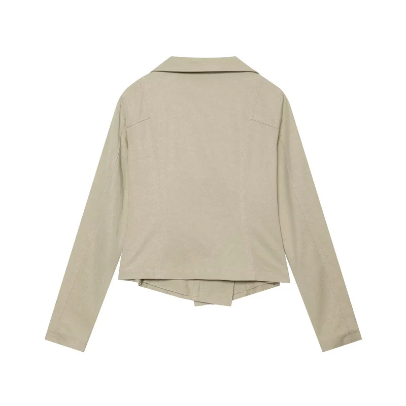 Damen Asymmetrische Bikerjacke mit Wasserfallkragen und diagonalem Reißverschluss Drune