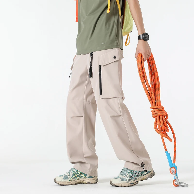 Unisex Weite technische Cargo-Hose mit Multifachtaschen, Tunnelzug und verstellbaren Beinabschlüssen Drune