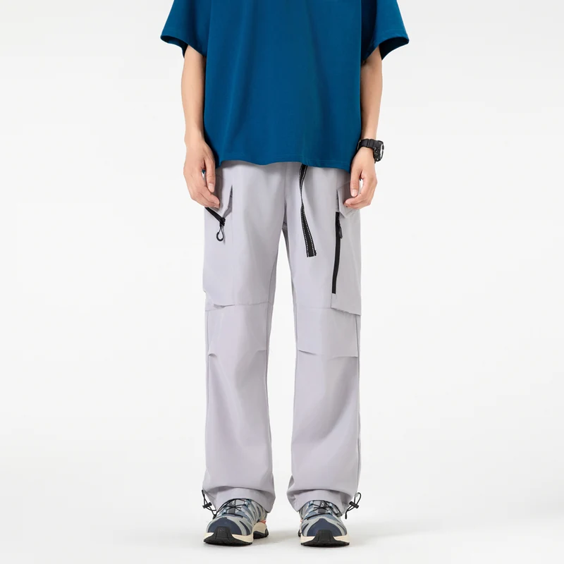 Unisex Weite technische Cargo-Hose mit Multifachtaschen, Tunnelzug und verstellbaren Beinabschlüssen Drune