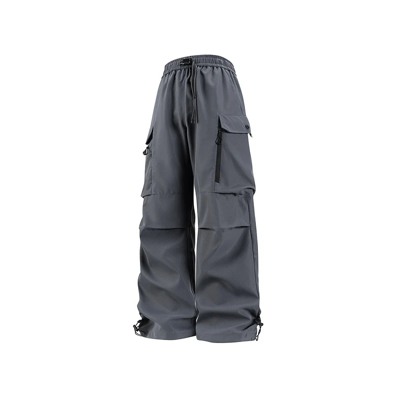 Unisex Weite technische Cargo-Hose mit Multifachtaschen, Tunnelzug und verstellbaren Beinabschlüssen Drune