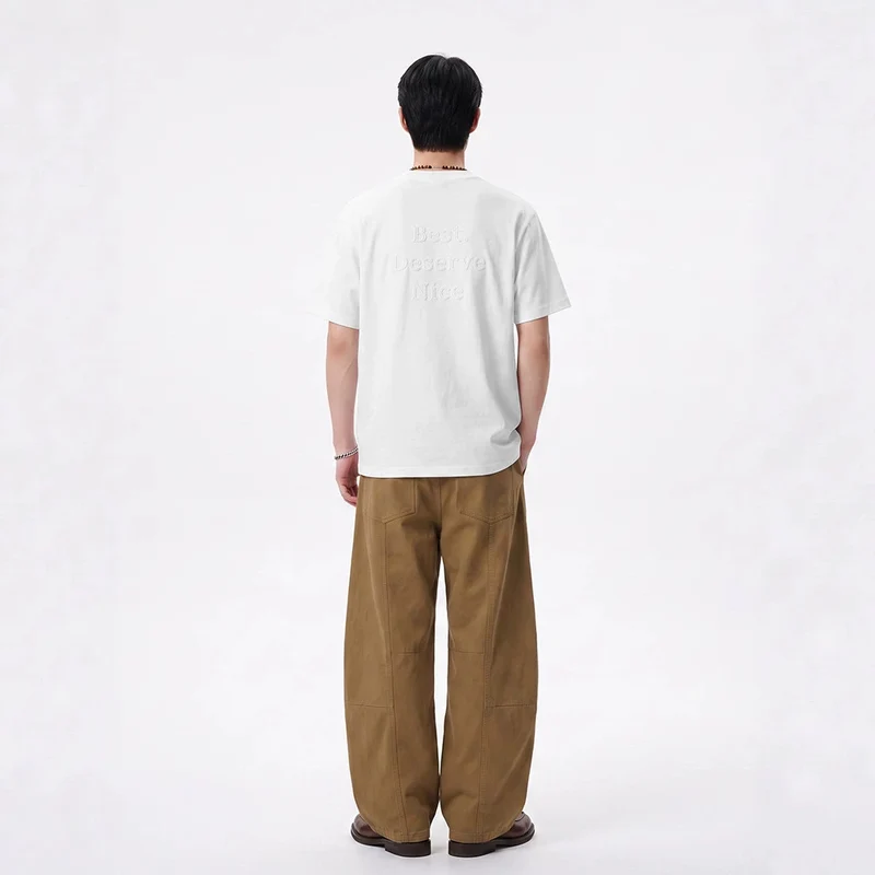 Unisex Oversized Baumwoll-T-Shirt mit Rundhalsausschnitt und verlängertem Saum Drune