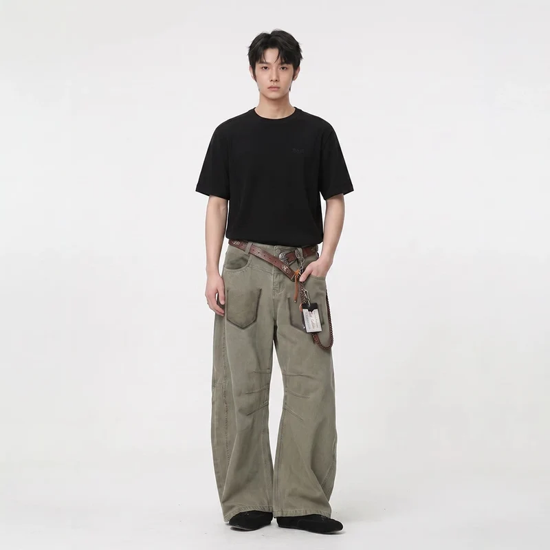 Unisex Oversized Baumwoll-T-Shirt mit Rundhalsausschnitt und verlängertem Saum Drune