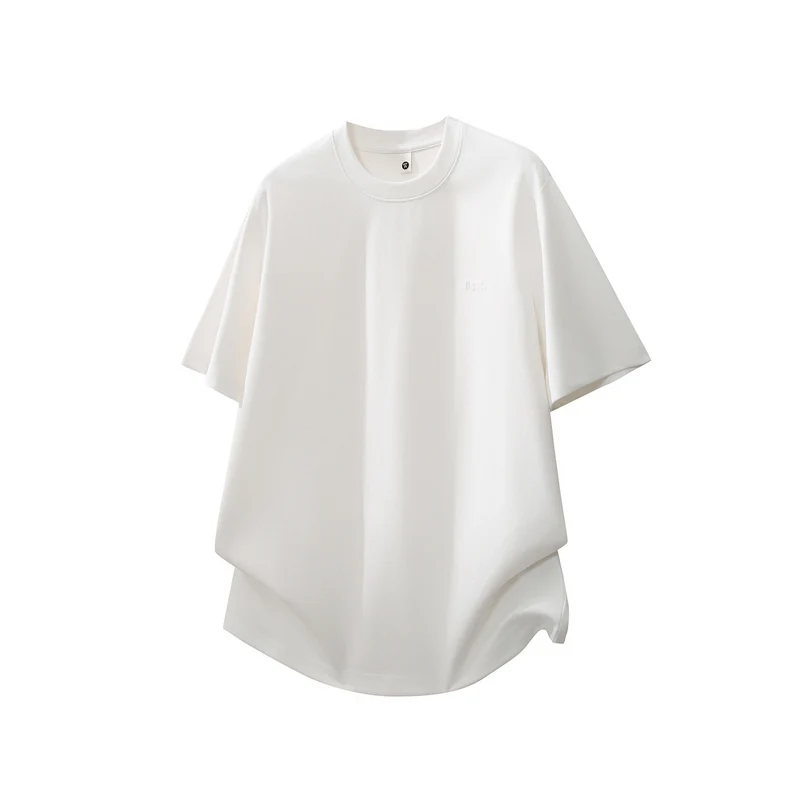 Unisex Oversized Baumwoll-T-Shirt mit Rundhalsausschnitt und verlängertem Saum Drune