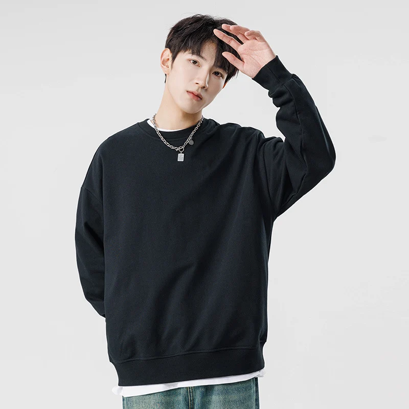 Unisex Oversize Rundhals-Sweatshirt aus schwerer Baumwollmischung mit geripptem Saum und Raglanärmeln Drune