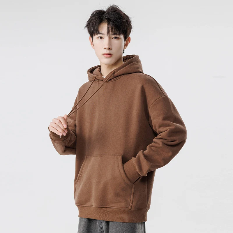 Unisex Oversize-Kapuzenpullover mit Kängurutasche und Drop-Shoulder Drune