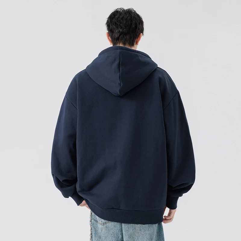 Unisex Oversize Kapuzenpullover mit Halbzip, Fleece-Innenfutter und geripptem Saum Drune