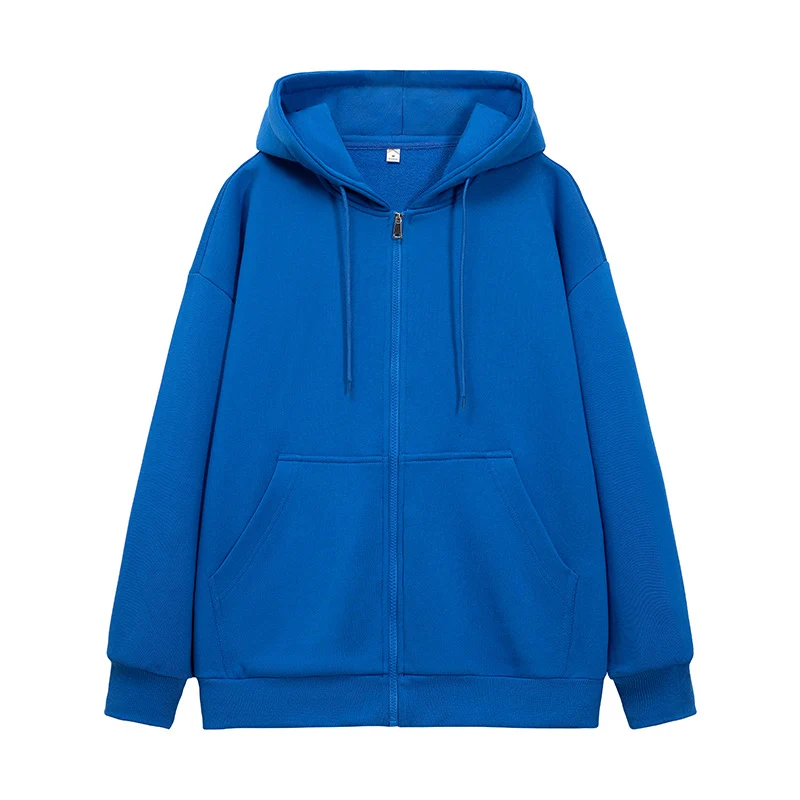 Unisex Oversize Kapuzen-Sweatjacke mit durchgehendem Reißverschluss, Kängurutaschen und gerippten Bündchen Drune
