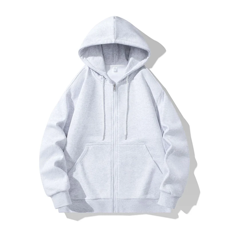 Unisex Oversize Kapuzen-Sweatjacke mit durchgehendem Reißverschluss, Kängurutaschen und gerippten Bündchen Drune