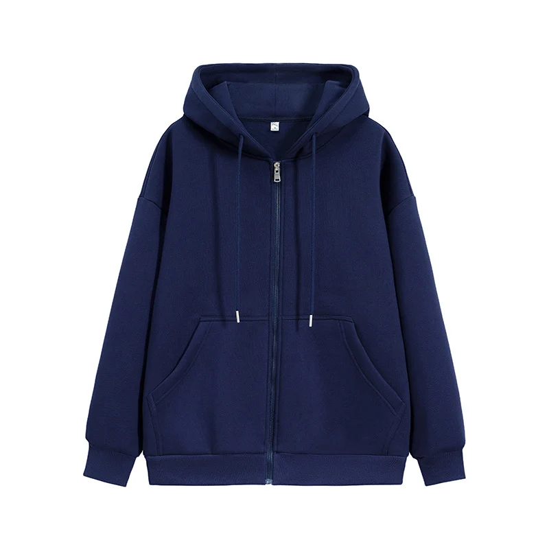 Unisex Oversize Kapuzen-Sweatjacke mit durchgehendem Reißverschluss, Kängurutaschen und gerippten Bündchen Drune