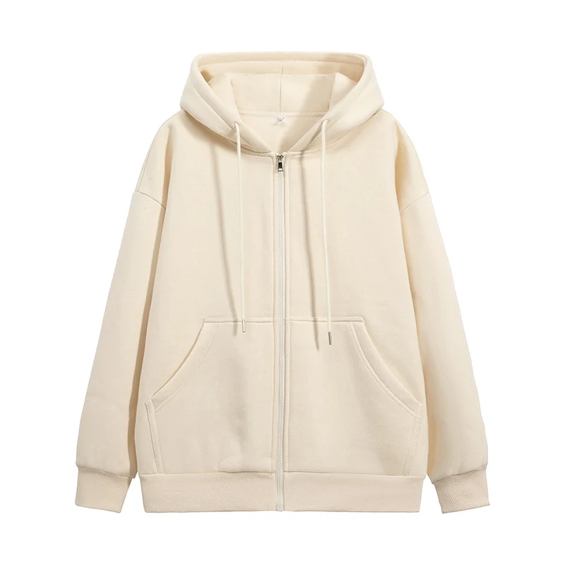 Unisex Oversize Kapuzen-Fleecejacke mit Boxy-Schnitt und Metall-Reißverschluss Drune