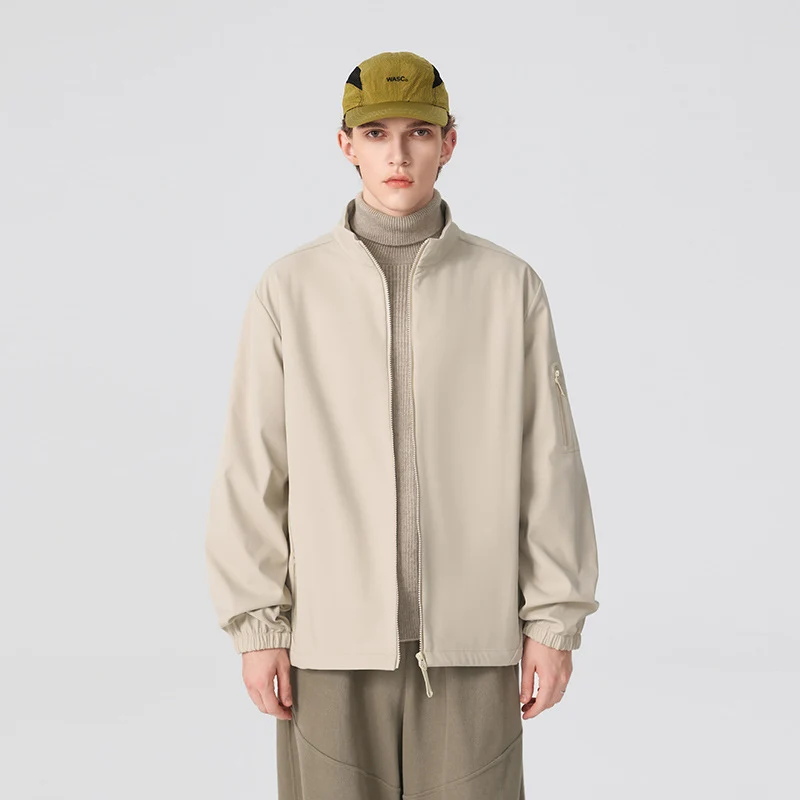 Unisex Leichte Softshell-Jacke mit Stehkragen, durchgehendem Reißverschluss und Ärmeltasche Drune