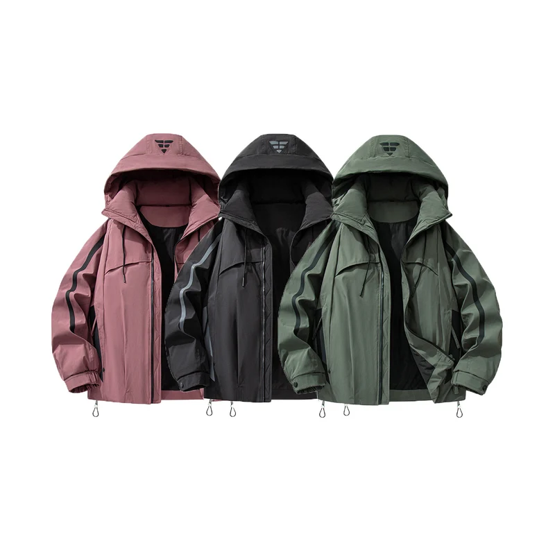 Unisex gefütterte Outdoor-Utility-Jacke mit Kapuze und reflektierenden Streifen Drune