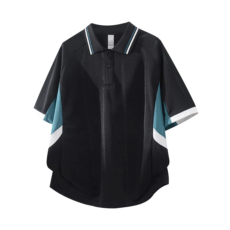 Unisex Boxy Oversize Polo-Shirt aus technischem Funktionsjersey mit Kontrastpaneelen und Raglanärmeln Drune