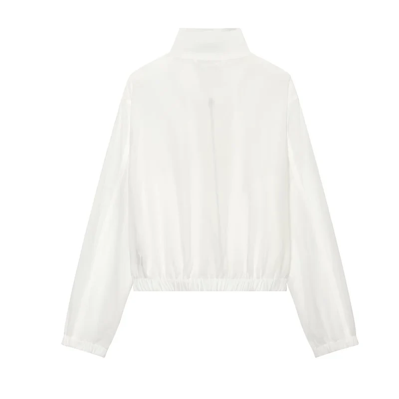 Damen Kurzerblouson im minimalistischen Clean‑Look mit hohem Stehkragen und elastischem Bund Drune