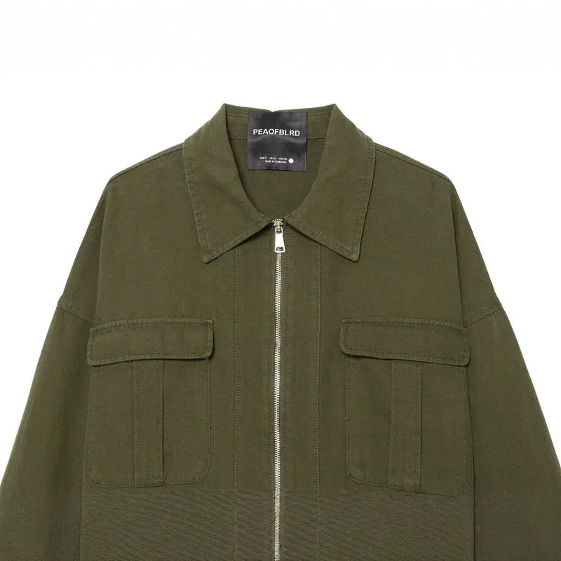 Damen Kurzer Utility‑Blouson mit Frontreißverschluss, Pattentaschen und Taillenraffung Drune